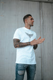 VAYU DESIGN Tall t-shirt with crew neck and roll sleeve in white