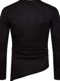 Vayu mens Slimfit Longsleeve Longline T-shirt with curved Hem in Beige & Black