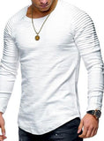 Vayu mens Slimfit Longsleeve Longline T-shirt with curved Hem in Beige & Black