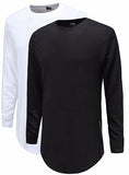 Vayu mens Slimfit Longsleeve Longline T-shirt with curved Hem in Beige & Black